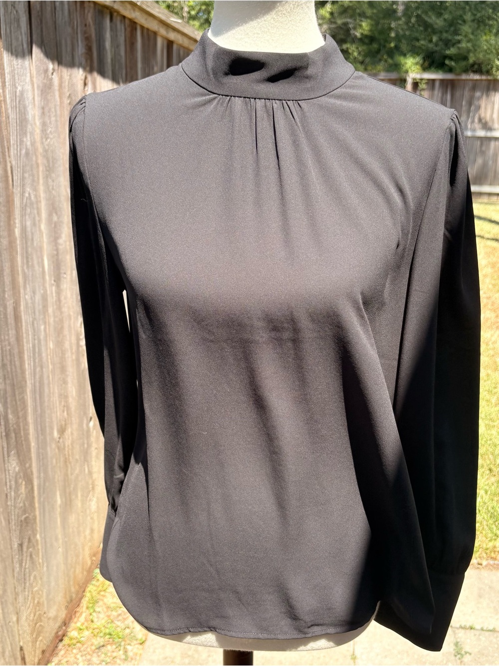 J. Crew Black Mock-Neck Long-Sleeve Blouse